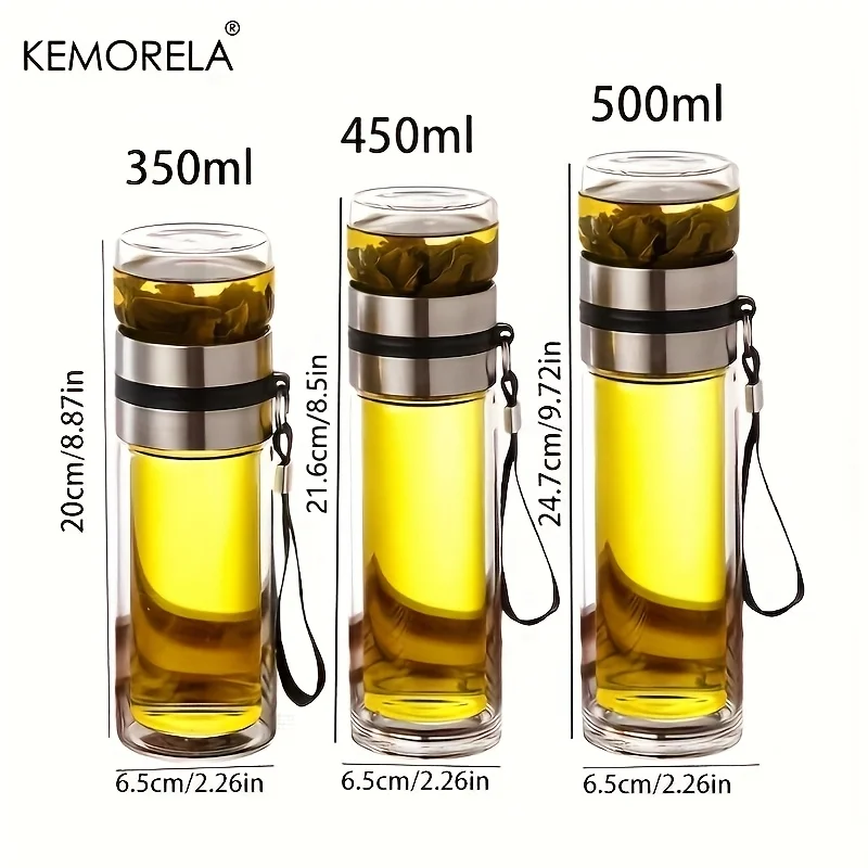 SZKLANA BUTELKA NA HERBATĘ Z ZAPARZACZEM 350 ML/450 ML/500 ML